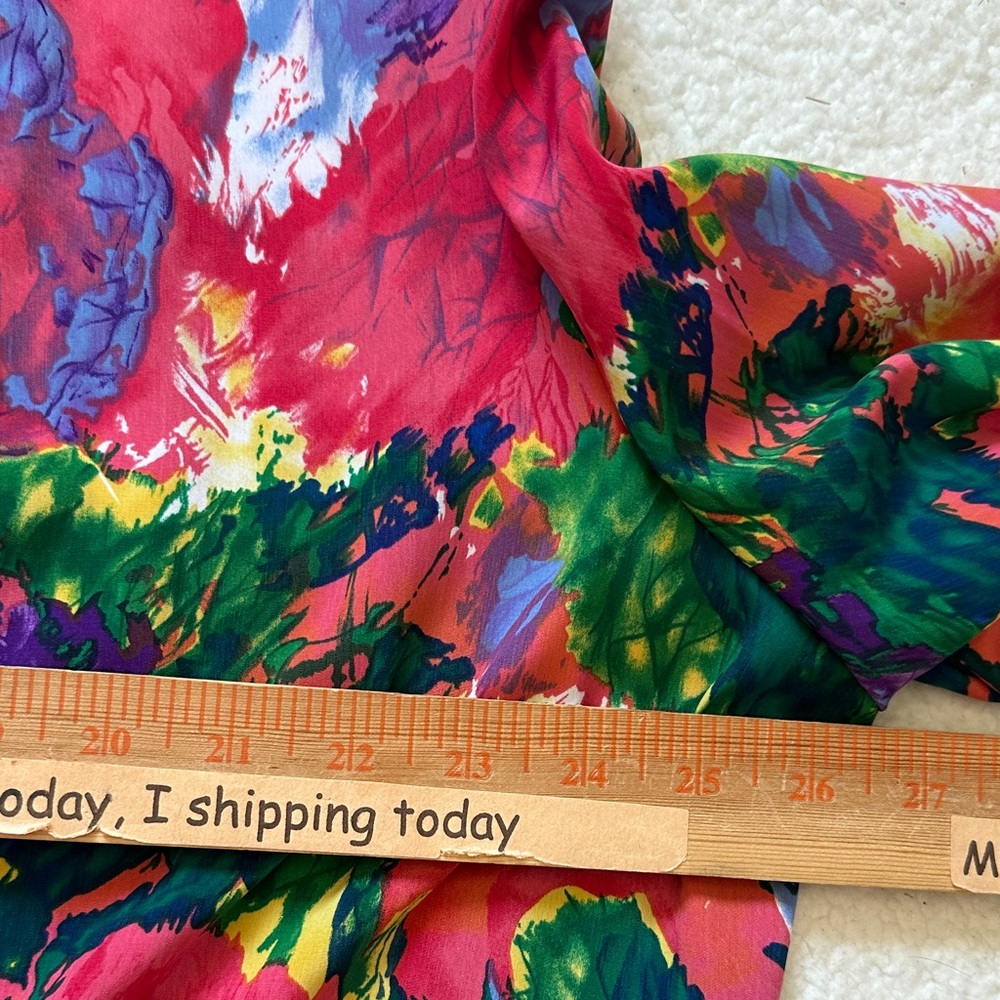 Roaman's vintage Colorful Abstract Blazer women’s 26 multicolor Floral boho - Picture 4 of 7